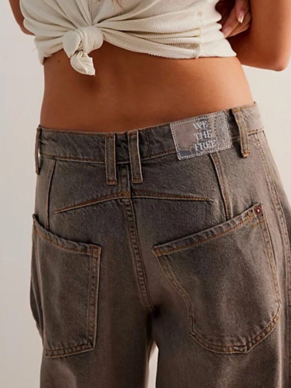 We The Free People Lucky You Mid Rise Barrel Jeans Archive Grey Boho 25 NWT $98 - Picture 5 of 16